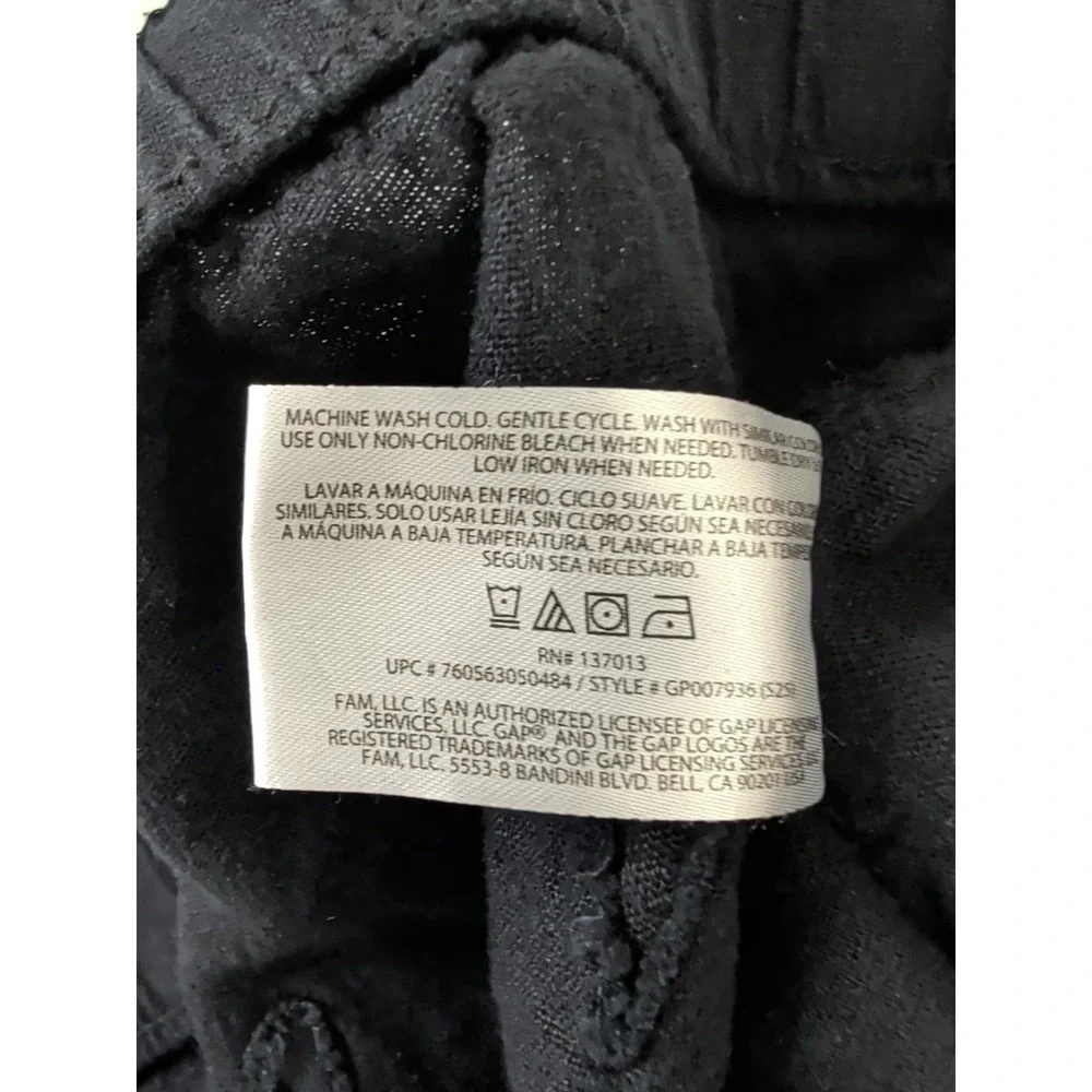 Gap Wide Leg Pants Womens XL‎ Black Linen Blend Pull On Business Casual Beach